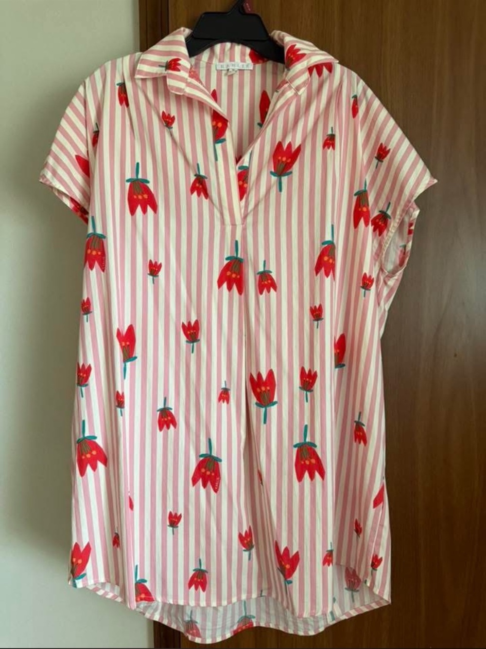 Karlie Pink & Red Striped Mini Dress with Floral Print